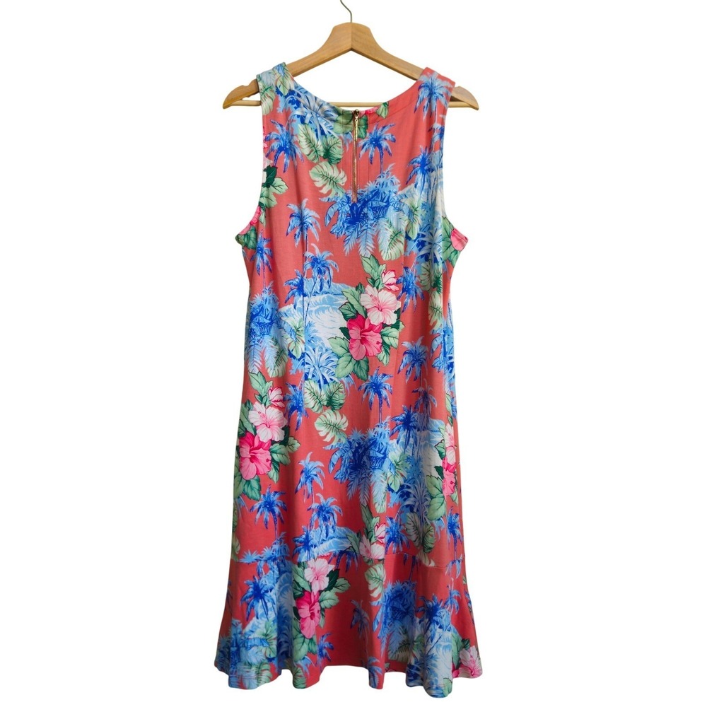 Tommy Bahama Darcy Manta Bay Floral Flounce Shift Dress Large Vacay Beach Resort